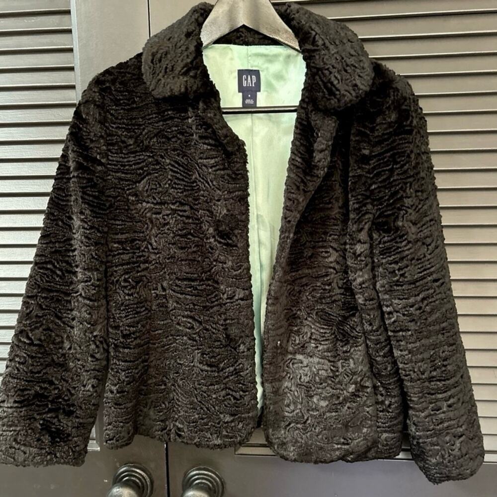 Gap Faux Persian Curly Lamb Coat, Cropped and Boxy, Retro 50s Style, Size Small
